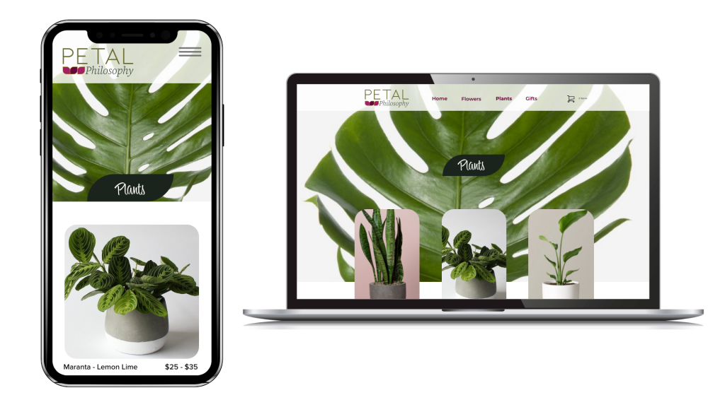 UX/UI design for Petal Philosphy flower service