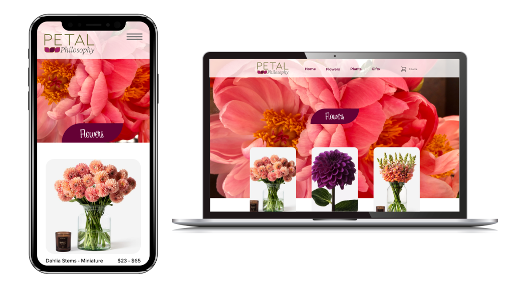 UX/UI design for Petal Philosphy flower service