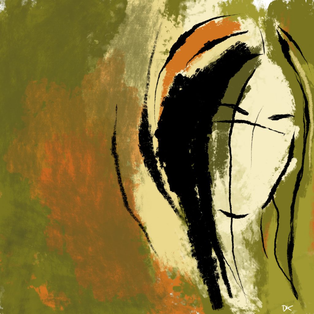 Abstract Art, woman is thoughtful