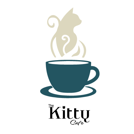 Kitty Cafe logo, cat in coffee mug